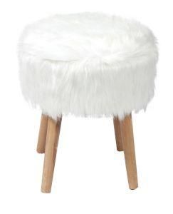 Knobby Hot Sale Products Velvet Faux Fur Wood Ottoman Stool