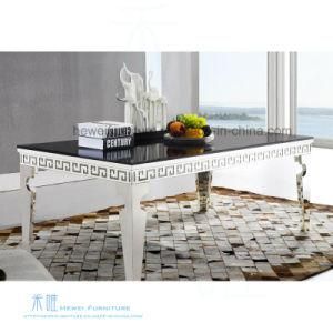 Modern Living Room Tempered Glass Metal Coffee Table (HW-0028-1T)
