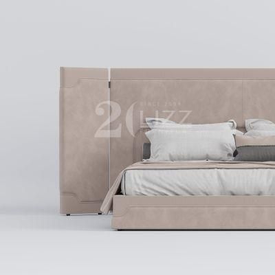 Contemporary Queen Size Hotel Apartment Furniture Set European Upholestery Bedroom Fabric Bed