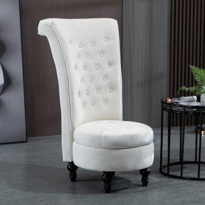 Royal Chair for Living Room, Button-Tufted Accent Armless High Back Chair with 24.6 Inch Larger Seat, Thick Padding and Rubberwood Legs