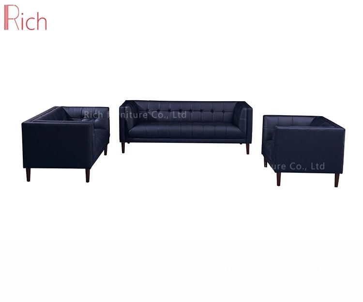 Home Furniture Dark Blue PU Leather Office 2 Seats Loveseat Kubus Couch Living Room Sofa