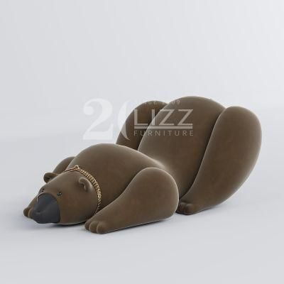 Exclusive Design Modern Home Living Room Furniture Hot Selling Lazy Sofa Bear Velvet Fabric Chair