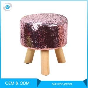 OEM Modern Wooden Legs Stool, Fabric Ottoman, Footstool for Living Room