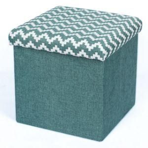 Knobby Cotton Linen Foldable Shoe Ottoman with Lid Clothes Shoes Storage Stool Seat Box Cum Stool