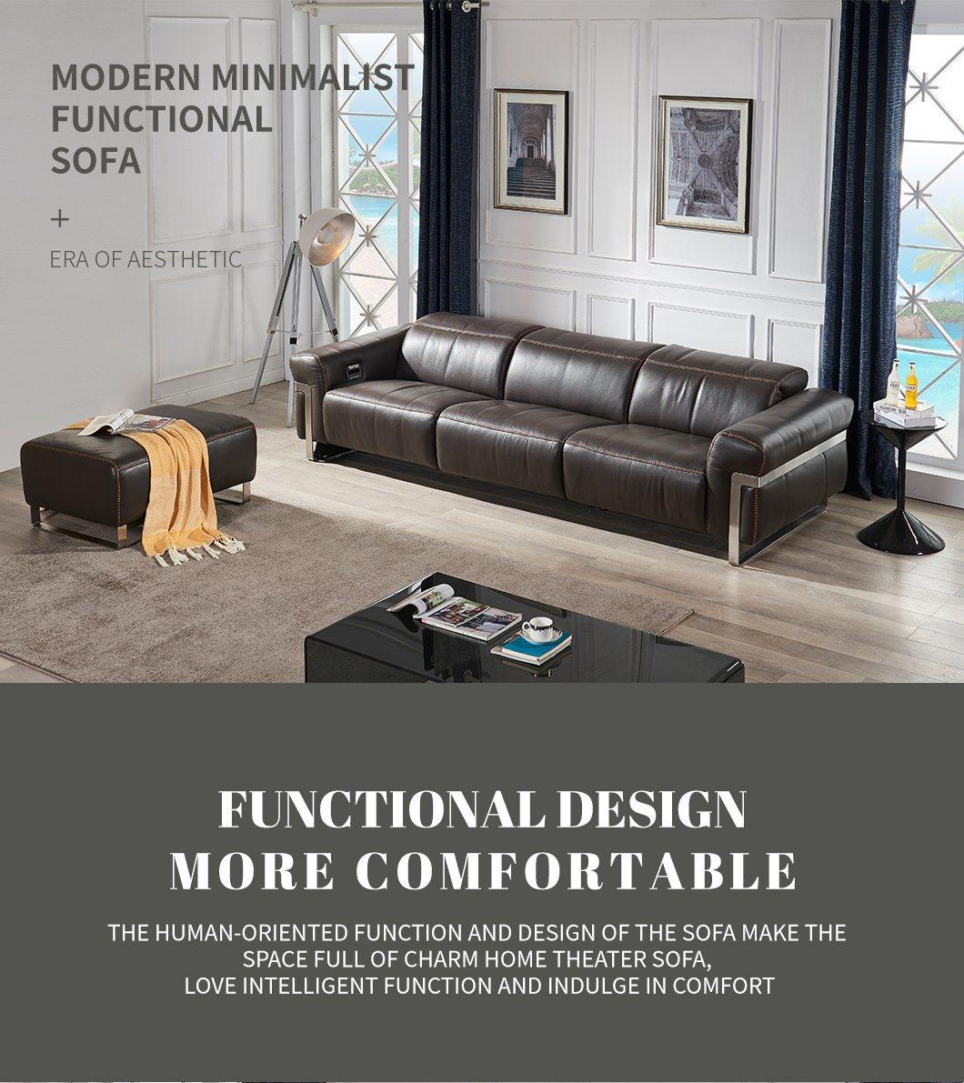 PVC Modern Sofa Living Room Italian Pole Sofa Simple Electric Multi-Functional Sofa Down Small Family Combination Sofa