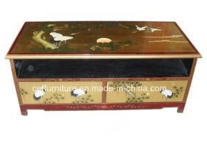 Crane Pine Chinese Lacquer Art Shine Furniture TV Stand