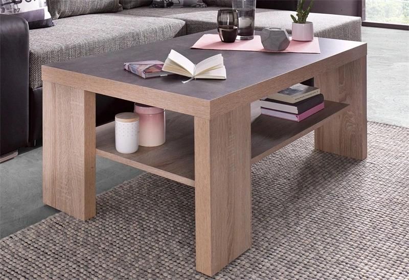 Wooden Coffee Table with a Base for Living Room