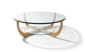 Wood Frame Wholesale Clean Tea Table Coffee Table with Toughened Glass (NK-CTB008)