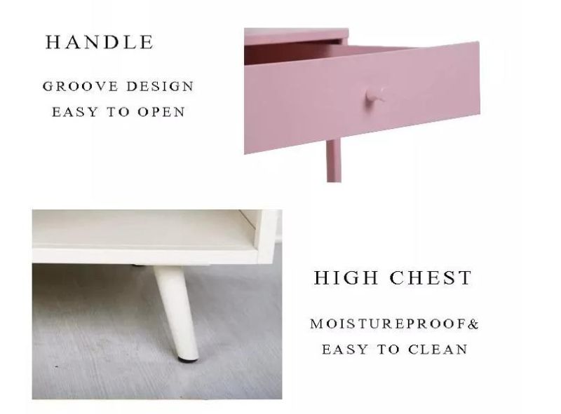 Colorful Modern Nightstand Elegant Bedside Table with Drawer, Metal Legs