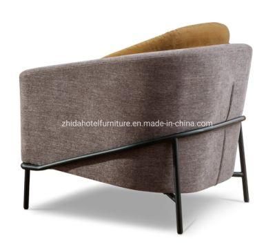 Modern Hotel Metal Base Living Room Furniture Armrest Fabric Chair