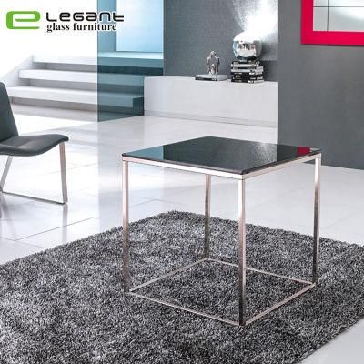 Living Room Square Black Glass Coffee Side Table