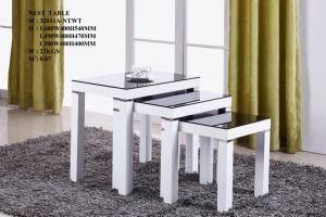 MDF Living Room Nesting Coffee Table Side End Table with Tempered Glass Modern Home Furniture