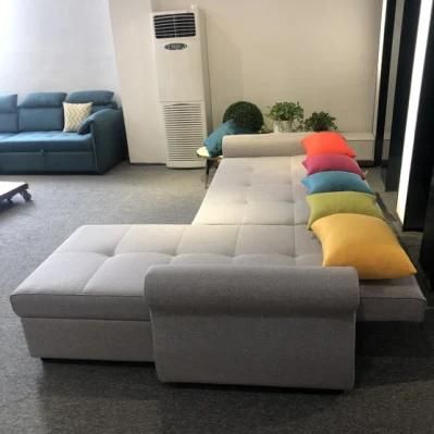 Simple L-Shaped Cotton Linen Sofa Bed Back Foldable Sofa Bed