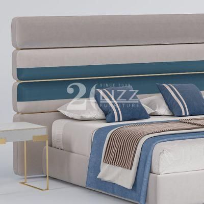 Professional European Blue Velvet Fabric Sofa Beds Modern Leisure Metal Frame Home Bedroom Furniture