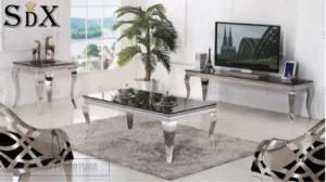 Louis Modern Furniture Black Glass Top Square Lamp Table
