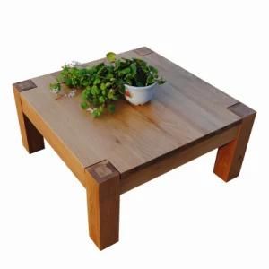 Wooden Square Coffee Table with Solid Oak Chunky Leg