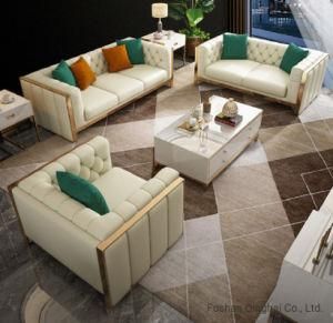 U Shape Leather Sofa Wood Frame Modern Furniture