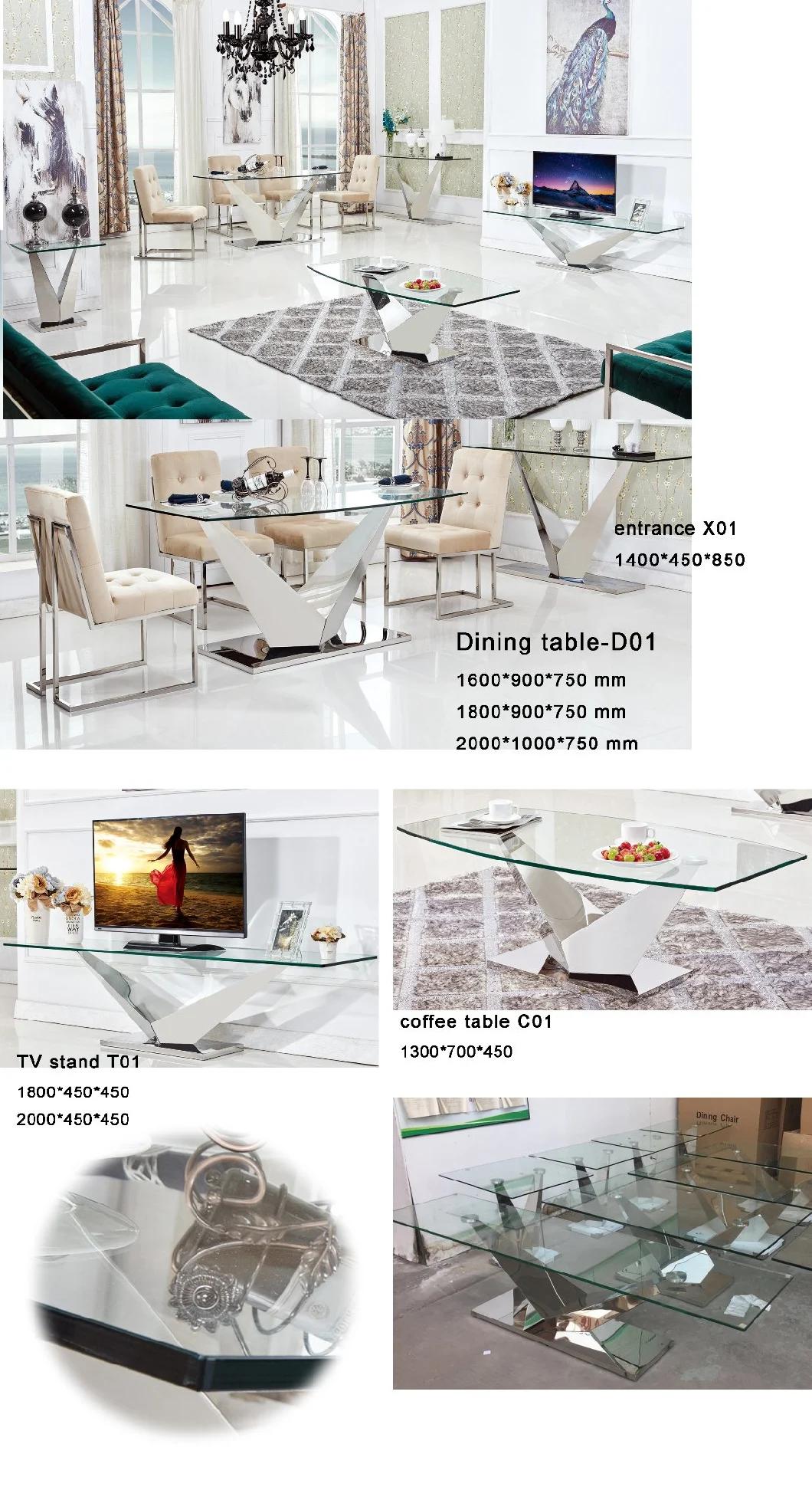 Modern Simple Style V Shape Clear Glass End Table