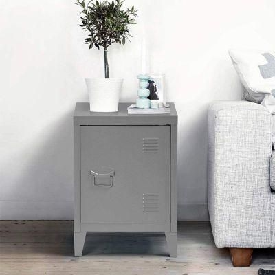 Grey Small Bedroom Furniture Steel Storage Cabinet Nightstand Supplier