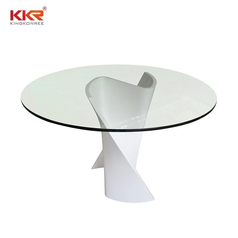 Wholesale Special Base Round Solid Surface Coffee Tea Table