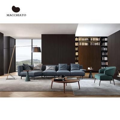 Zhida High End Modern Home Furniture Sectional Sofa Set Fabric Leather Couch Latest Italian Design Villa Living Room Metal Leg Sofa