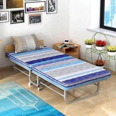 Patented Metal Folding Bed with Wood Headboard