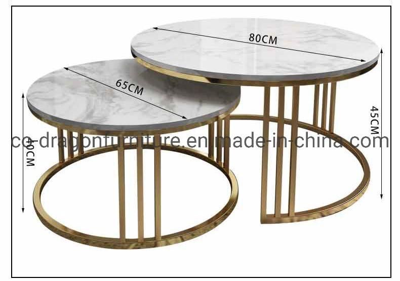 Wholesale Price Home Furniture Metal Coffee Table with Marble Top
