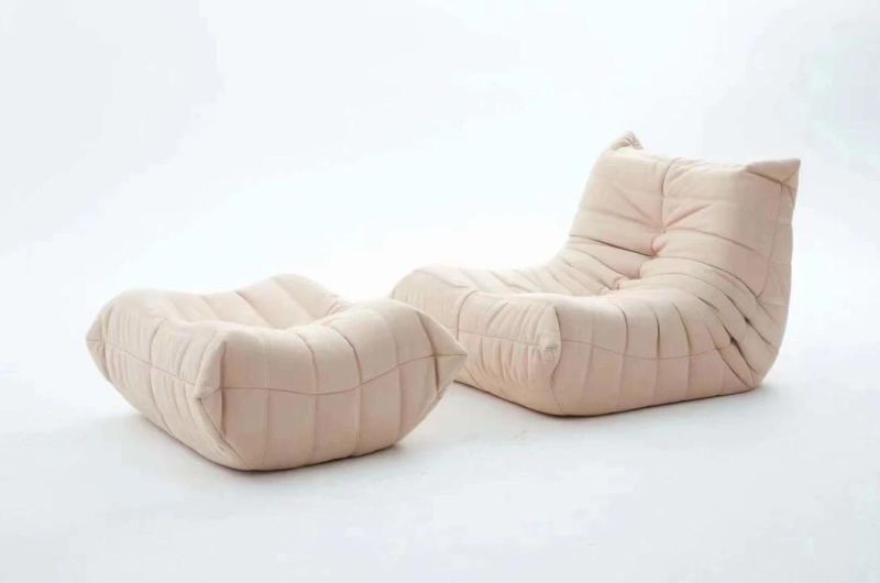 Popular 2-Seater Soft Caterpillars Fabric Leather Sofabed Couch with Ottoman
