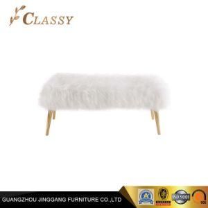Wool Flannel Bedroom Stools Metal Foot Stool for Living Room