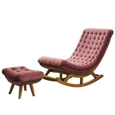 European Style Wooden Living Room Relax Rocking Chair with Footrest