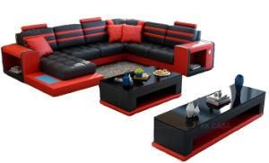 Luxury Modern U Shaped Couch Living Room Sofas Black with Red