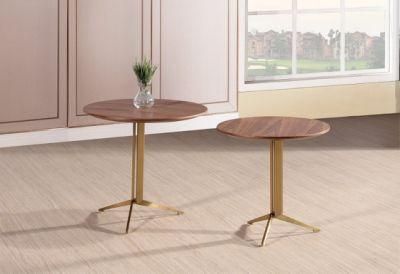 New Home Office Chair Side Table Mini Small Metal Base Wood Top Coffee Tables