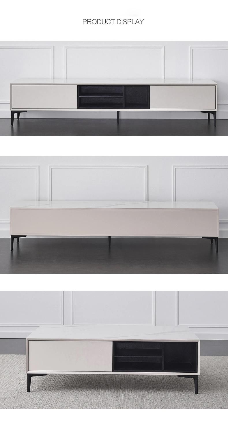 Modern Living Room Home Furniture Cabinet Metal Marble TV Stand
