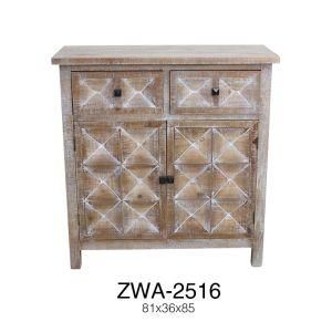 Yiya Concavo -Convex Antique White Finish Cabinet Table