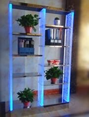 New Design Bookcase with Water Bubble Wall and Multi Colors LED Light