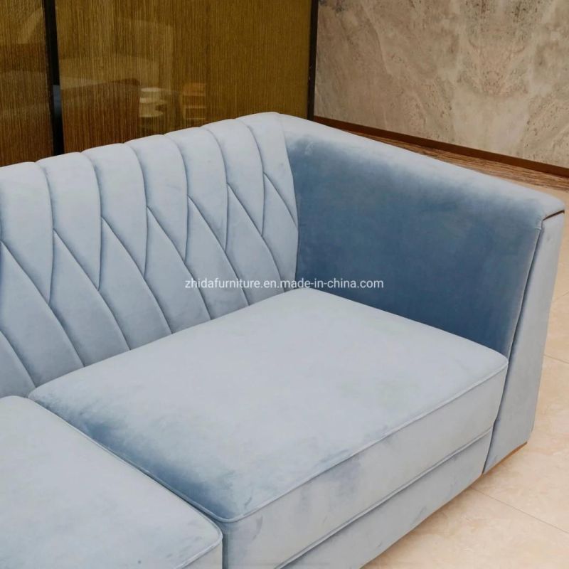 Luxury Metal Brass Color Home Velvet Living Room Sofa