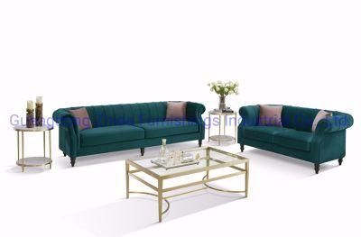 Nice Luxury Sofa Zhida Fabric Sofa Set with Peacock Blue Color