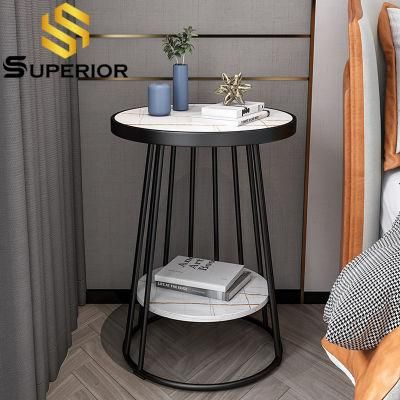 New Arrival Cage Design Steel Frame Marble Side Table