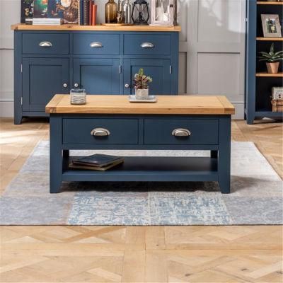 Chinese Factory Blue Painted 2 Drawer Coffee Table