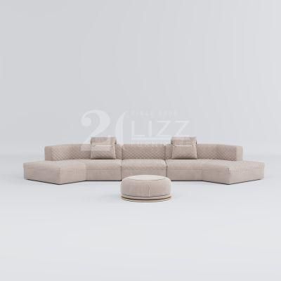 Professional European Design Home Hotel Office Furniture Sectional Round Shape Fabric Sofa