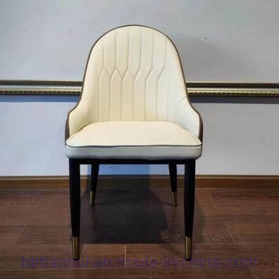 Modern Furniture Leisure Leather Dining Room Chair Gold Chrome Leg Upholstered Dining Living Room Chair