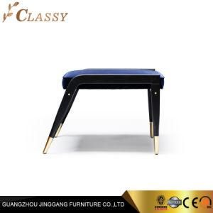 Living Room Sofa Set Ottoman Stools in Black Lacquered Wood and Metal Legs