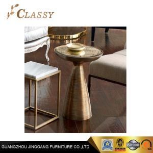 Antique Design Glass Top Brass Base Side Table for Hotel