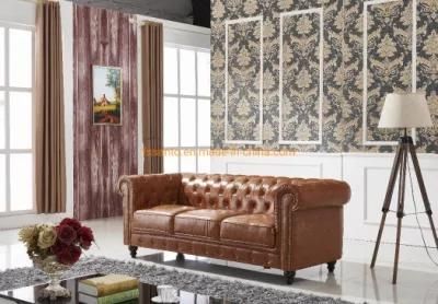 Italy Top Grain Leather Chesterfield Luxury Home Villa Living Room Hotel Lobby Sofa Set Customized Size Color Solid Wood Hard Frame Furniture