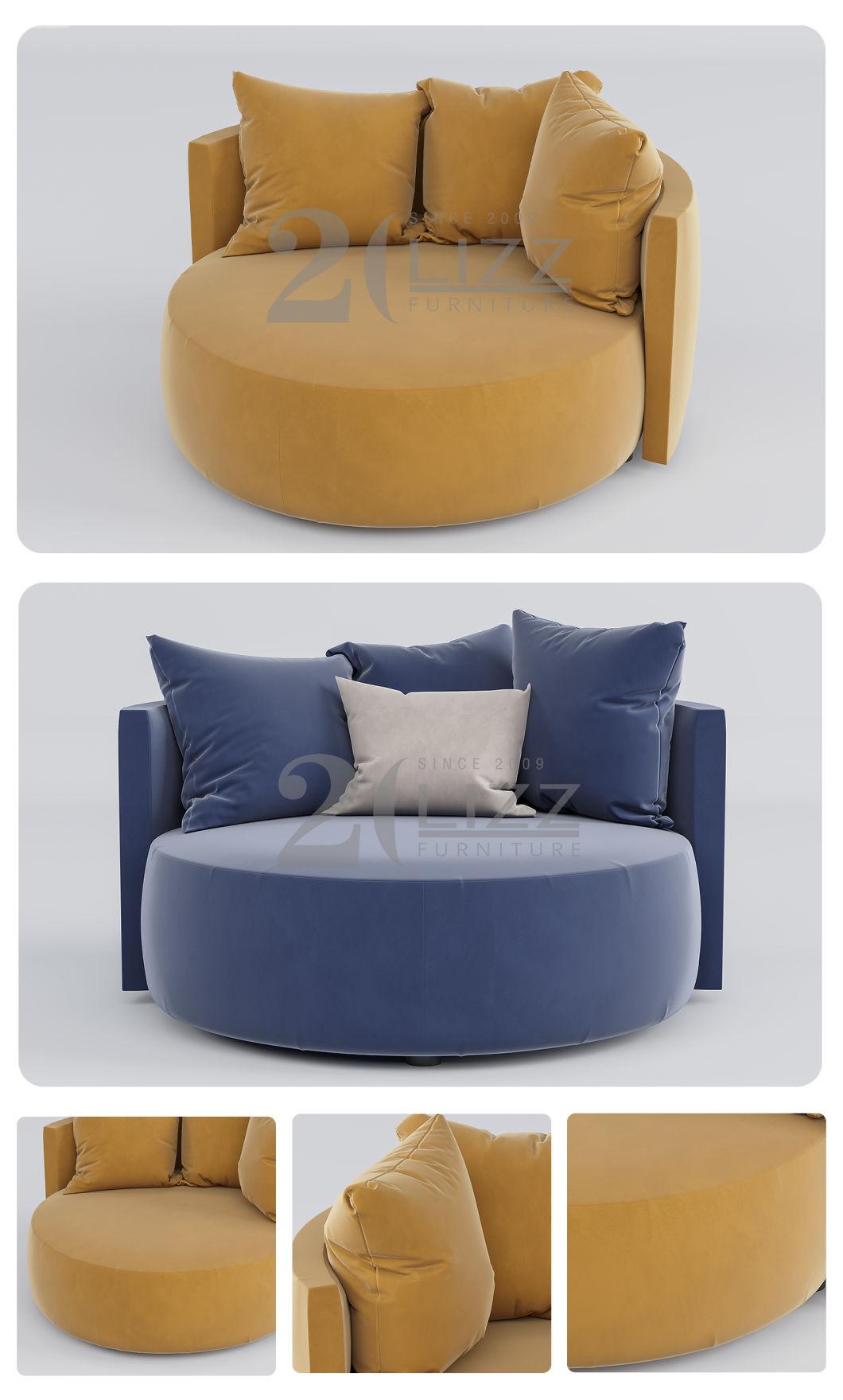 Italian Design Modern Style Home Living Room Furniture Set Leisure Velvet Single Chair with Pillows
