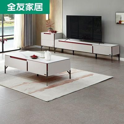 Quanu Dw1078 Modern Simple TV Cabinet Tea Table Combination Living Room Furniture Small Family Rock Plate Tea Table TV Cabinet Set