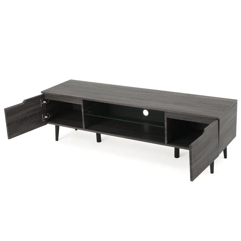 Living Room Furniture Gray Wooden TV Stand with 2 Door for Tvs up to 65 Inches