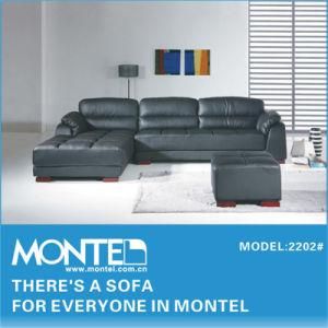 Modern Leather Sofa, Black L-Shaped Sofa