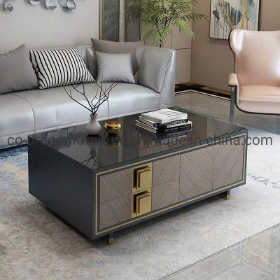 Fashion Living Room Furniture Wooden Coffee Table with Glass Top