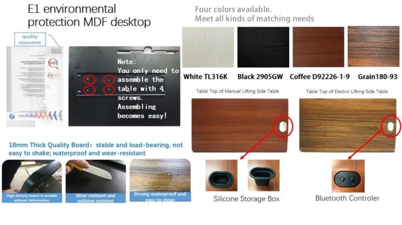 Wireless Electric Lifting Side Table with Power Bank (A1201-CG)